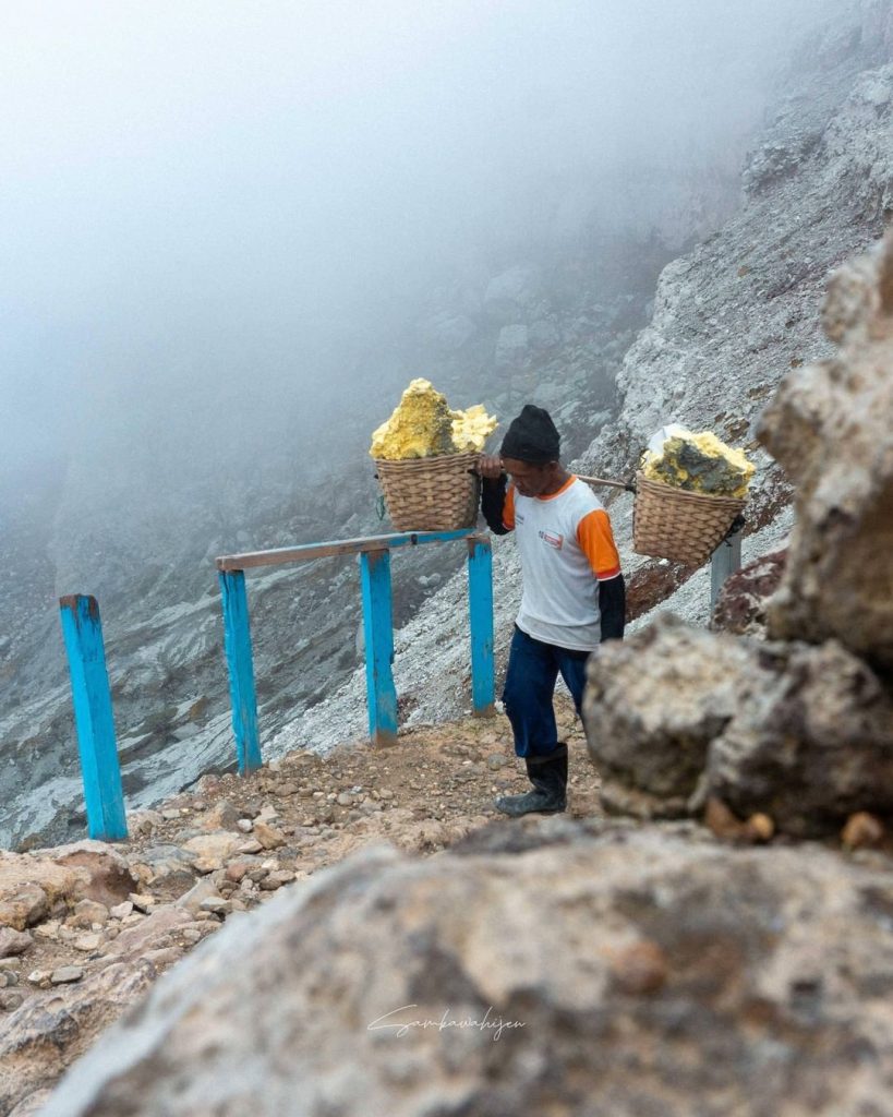 Ijen crater the largest acidic lake in the world.